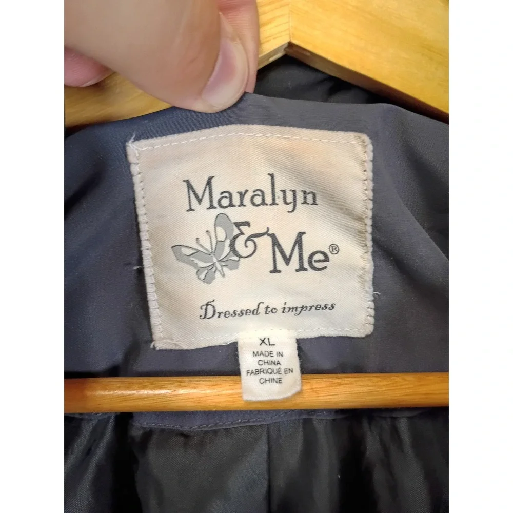 Winter Chic Maralyn & Me Women XL Grey Quilted Faux Fur Hood Puffer Jacket Coat
